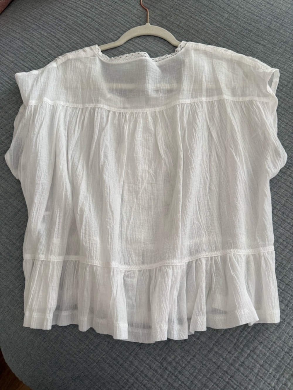 Boho White Lace-Trim Peasant Blouse - Picture 3 of 4